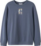 NAME IT Jongens Sweater Lange Mouw Ronde Hals Katoen Effen Vintage Indigo 122/128