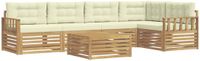 vidaXL - Bank loungeset - 5 zitplekken - Wit en crème - Polyester