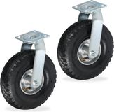 Merkloos Zwenkwiel Luchtband - Set van 2 - 26 cm - tot 240 kg - Zwart-Zilver