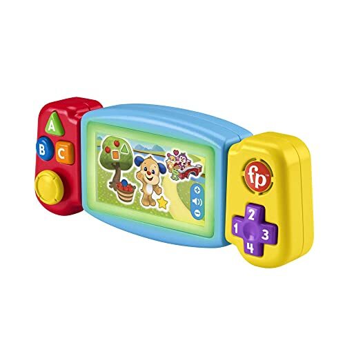 FP INFANT Fisher-Price Gira en leerconsole, fake videospel voor kinderen in de eerste stappen, met verlichting, geluiden en leerliedjes, meertalige versie, speelgoed voor kinderen van 9-36 maanden, HNL52