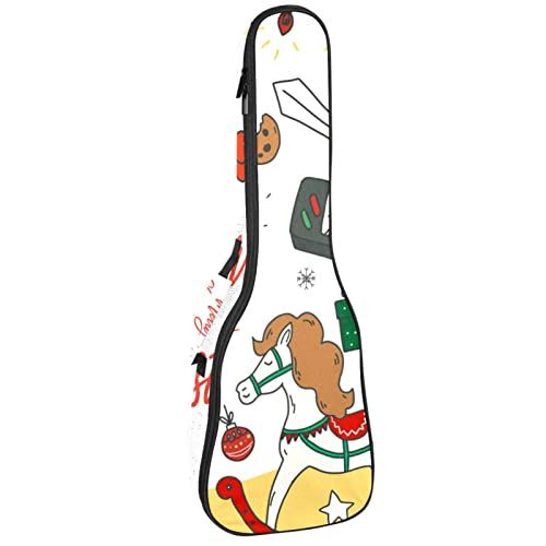 Mersov Concert Ukelele Rugzak, Heavy Duty Ukelele Case Bag met Opslag, Sopraan Concert Tenor Ukelele 10MM Gewatteerde BagBlack SheepsMerry Kerstspeelgoed Witte Achtergrond