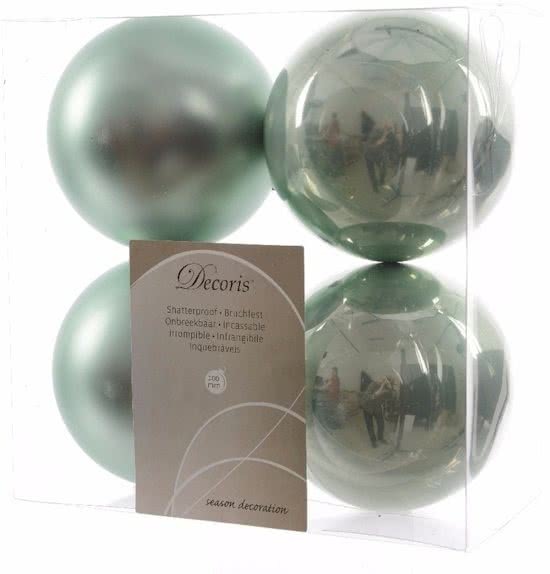 - 4x Kerstboom decoratie kerstballen mint groen 10 cm