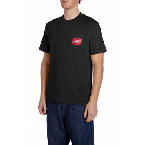 REPLAY regular T-shirt zwart