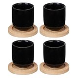 Set Kinvara Set van 4 zwarte keramische koffieglazen