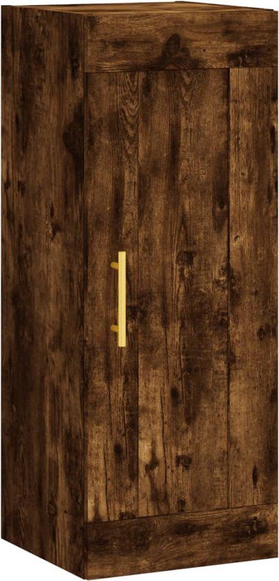 vidaXL Wandkast - 34,5x34x90 cm - Bewerkt Hout - Gerookt Eikenkleurig