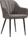 SONGMICS Chaise de salle à manger avec accoudoir - Revêtement PU - Pieds en métal - Gris
