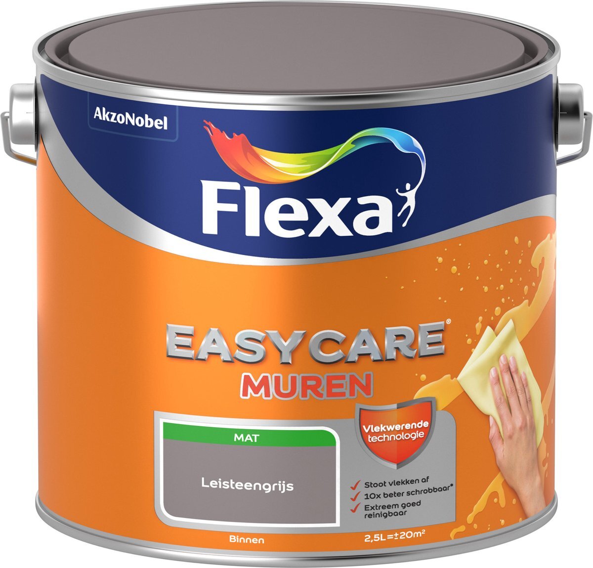 FLEXA Easycare - Muurverf Mat - Leisteengrijs - 2,5 liter