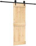 vidaXL Schuifdeur Naturel en Zwart 70 x 210 cm Massief Pine Hout