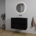 Saniclass Chaci Badkamermeubelset - 80x46x55cm - keramische wastafel zwart - 1 wasbak - zonder kraangat - 2 lades - ronde spiegel met verlichting - mat zwart