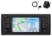 BMW Autoradio avec caméra et microphone pour 5-serie (E39), X5 (E53), 7-serie (E38). CarPlay sans fil, Android Auto, WiFi, navigation GPS, RDS, DSP, DAB+, écran 7 pouces, stockage 2+64 Go, Bluetooth