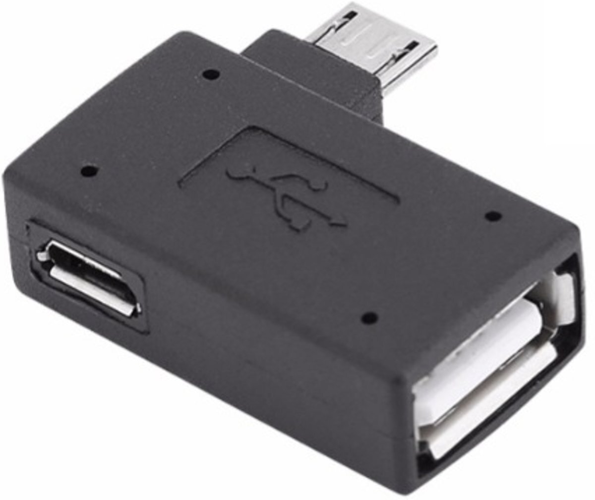 Coretek USB Micro B OTG adapter met Micro USB voeding - USB2.0