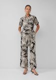 s.Oliver Robe en Lyocell/Lin à fleurs Noir Taille 42