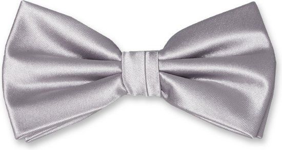 E.L. Cravatte Strik - Lichtgrijs - Satijn Polyester Vlinderdas