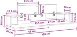 vidaXL Studiobureau Wit 130 x 36 x 19,5 cm Bewerkt Hout