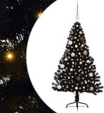 vidaXL - Kunststof - Voorverlichte - Kerstboom - met - 150 - LED - Zwart - 150 - cm - PVC