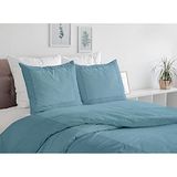 Home Passion beddengoedset, 4-delig, 100% katoen, 57 draden/cm², 240 x 300 cm, Fukuoka Celadon, blauw