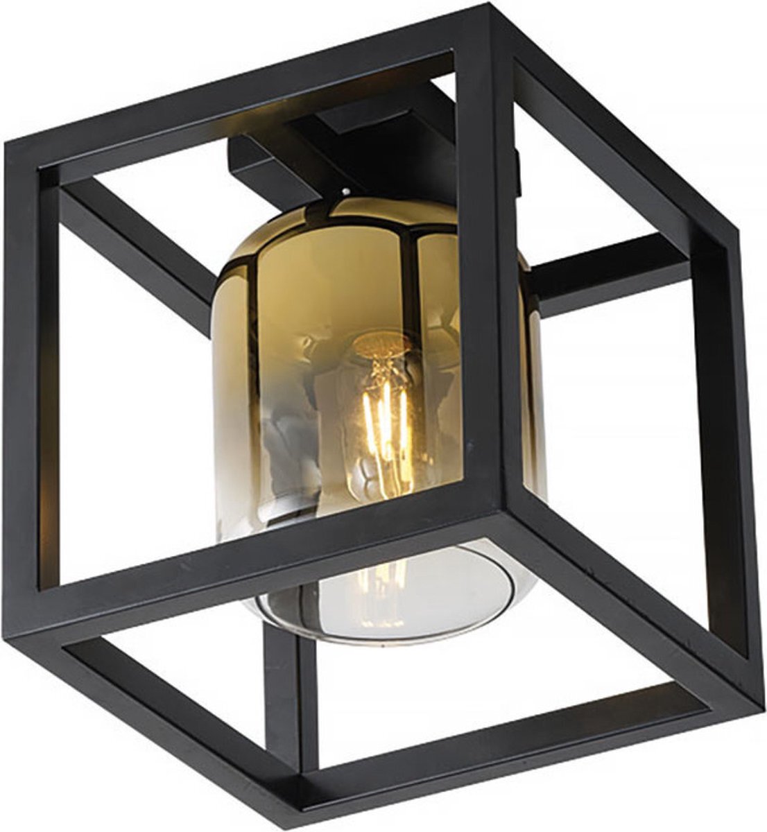 Freelight - Plafondlamp Dentro B 26 cm goud glas zwart