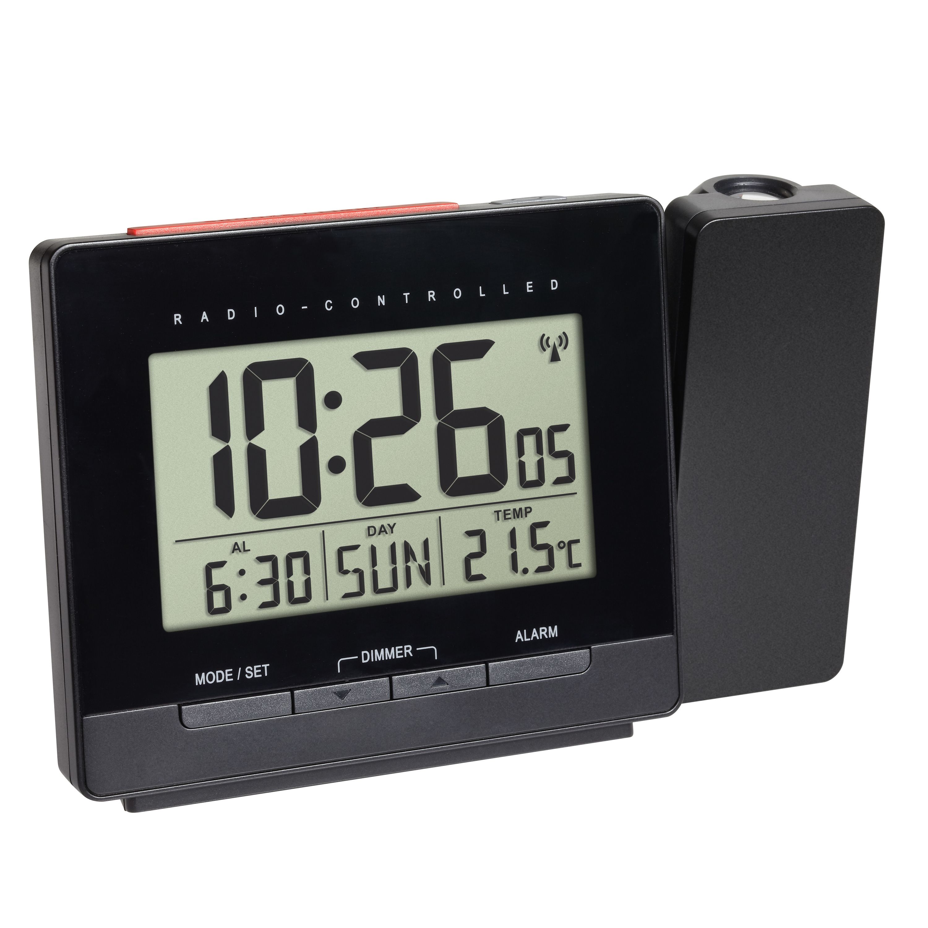 TFA 60.010604 - Wekker - Zwart - LCD - Projectie - Snooze - Datum - Thermometer