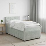 vidaXL Boxspringbed met matras Lichtgrijs 90 x 200 cm Fluweel