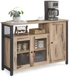 Vasagle Keukenkast – Met 3 deuren – Eikenbruin-zwart – 110 x 33 x 75 cm – Industriële stijl