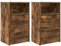 vidaXL - Nachttafels - 2 - st - Gerookt - eiken - 40 - x - 30 - x - 67 - cm - Bewerkt - hout