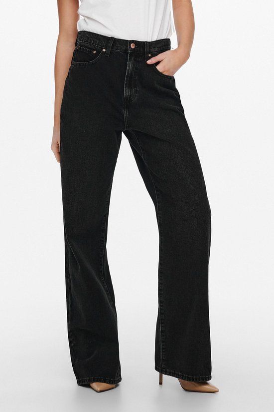 ONLY Onlhope Ex Hw Wide Dnm Rea129 Noos Jeans - Black Denim - W25/L32