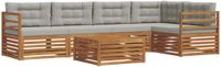 vidaXL - Acacia Hout Loungebank Set - 5 Zitplaatsen - Naturel en Lichtgrijs