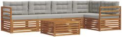 vidaXL - Acacia Hout Loungebank Set - 5 Zitplaatsen - Naturel en Lichtgrijs