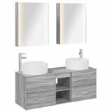 vidaXL Badkamermeubel Set 5 stuks Grijs Sonoma Bewerkt hout en glas