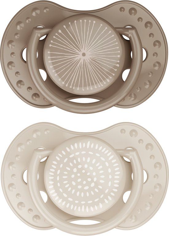 Difrax LOVI - Dynamische Fopspeen - 0-3 Maanden - Beige & Bruin - 2 stuks