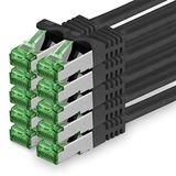 1aTTack.de 3M Cat.7 netwerkkabel, 10-pack, Cat7 patchkabel, LAN-kabel, Ethernet RJ45, 10 Gbit/s (alle internetsnelheden), zwart, 3 meter