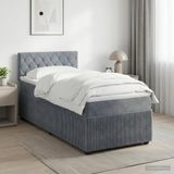 vidaXL Boxspringbed met matras, donkergrijs, 90 x 200 cm, fluweel