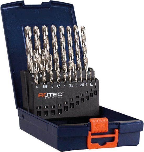 Rotec 25-delige spiraalborenset, UNI-X, type '107', ø1-13, in ABS-cassette
