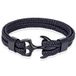 TJ Tom Jaxon Tom Jaxon Heren armband Anker gevlochten Leer Zwart - 18cm