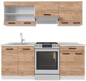 Vicco R-Line Keukenblok – 200 cm WB Marmer Eik goud/wit