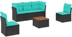 vidaXL 6-delige Loungeset met kussens, polyrattan, zwart