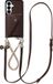 AVY Leren Hoesje geschikt voor Samsung Galaxy S26 Plus | Met Koord en Magnetische Kaarthouder | Compatibel met MagSafe | Leather Case met 30CM & 130CM Koord & Wallet | Leather and Gold | Chocolate