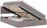 vidaXL LED opbergbed met matras Taupe 140 x 200 cm Stof
