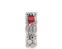Koopman International Boules de Noël et pics - 40x pc - argent - 6 cm - plastique - décoration de sapin de Noël
