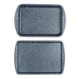 Russell Hobbs 2 stuks Nightfall Tray Set - Non-Stick Stone Oven Bakken & Roosteren Tray, 38cm Oven Bakplaat & Rooster, Oven Veilig tot 220 °C, Gemakkelijk schoon, Blauw Marmer Koolstofstaal