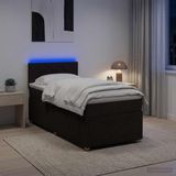 vidaXL Boxspringbed met matras, donkerbruin, 90 x 200 cm, stof
