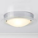 Searchlight Bathroom Flush - plafondlamp badkamer - Ø 30 x 10 cm - IP44 - chroom