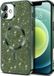 Techsuit Hoesje geschikt voor Apple iPhone 16 - Luxury Glitter Back Cover - Geschikt voor MagSafe - Donkergroen