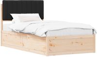 vidaXL Bedframe met Gevoerde Hoofdbord Zwart 100 x 200 cm