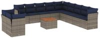 vidaXL 12-delige Loungeset met Kussens Poly Rattan Grijs