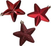 Decoris Kersthanger Sterren - 6 stuks - Donkerrood - 7 cm - Kunststof