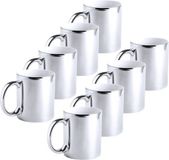 Merkloos / Sans marque Makito Western Europe Mok - 8x - metallic zilver - keramiek - 350 ml