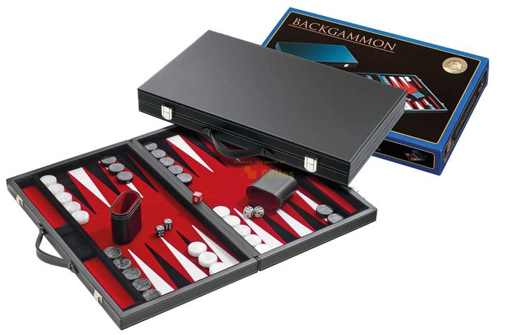 Philos Backgammon Koffer Groot Standaard Rood - Unisex - Vanaf 4 Jaar
