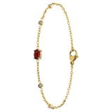 Lucardi Dames Stalen goldplated armband vintage ruby