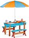 Merkloos Picknicktafel Kinderen - Hout - Turquoise/Lichtbruin/Oranje